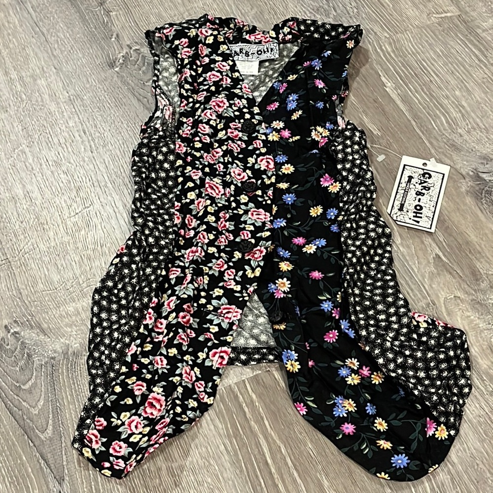 NEW TRUE VINTAGE 90's DEADSTOCK KIDS FLORAL PRINTED SLEEVELESS VEST SHIRT